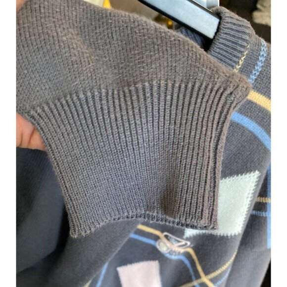 VINTAGE 90'S LYLE & SCOTT MEN'S COTTON ARGYLE GOLF SWEATER SZ XL - Picture 5 of 5